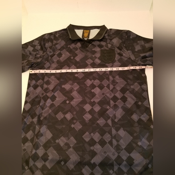 Score Draw Official Men's Retro Football Polo  Shirt Size Large Gray Black - Picture 8 of 12